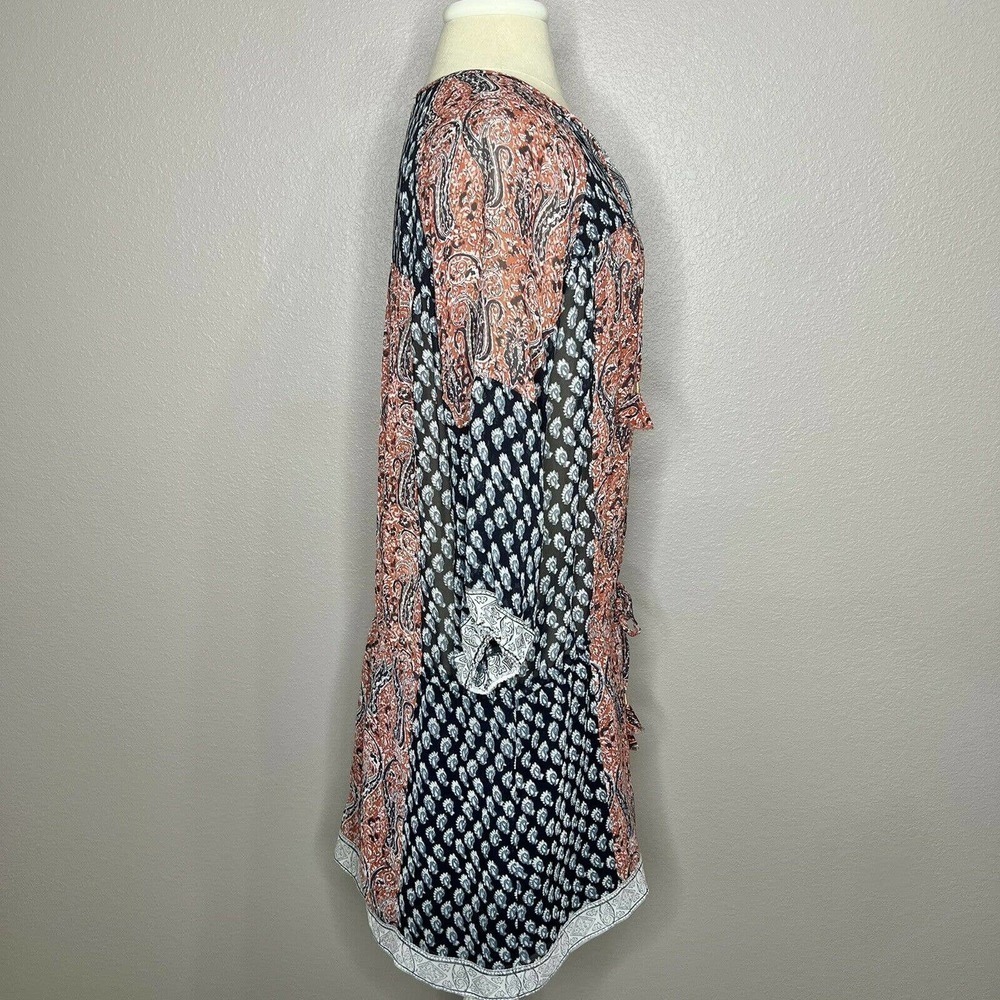 Ulla Johnson SALINAS Red & Blue Paisley 100% Silk 3/4 Sleeve Mini Dress Sz 0 - Picture 11 of 15